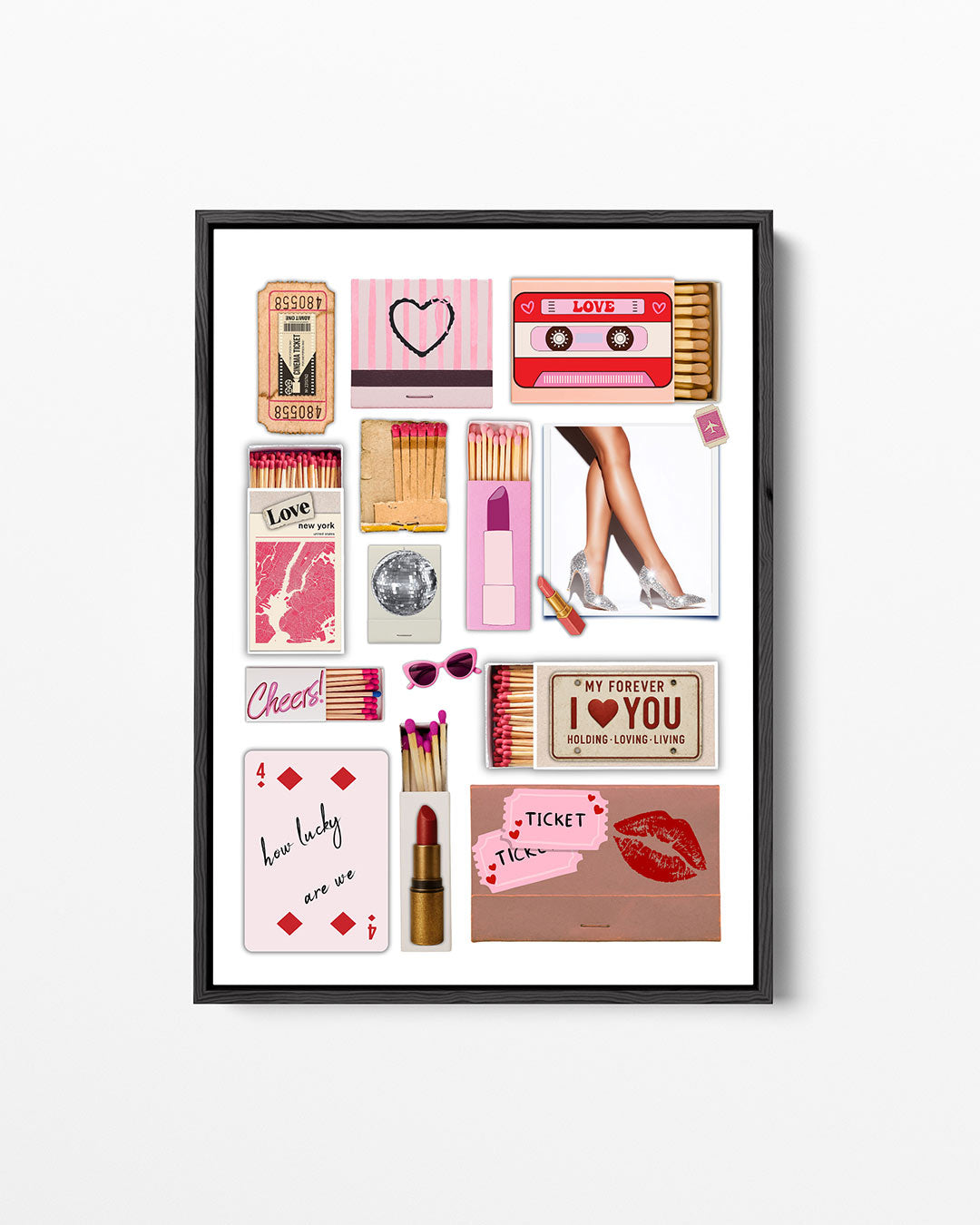 Speelse collage – staand wanddecoratie kunstwerk
