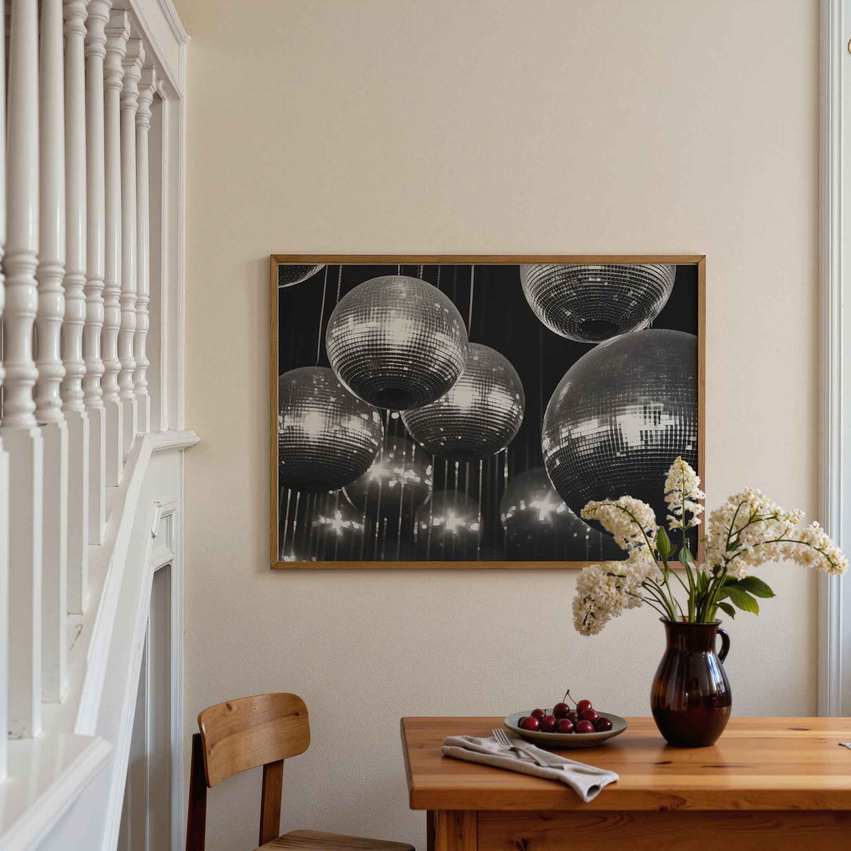 Glinsterende discoballen – moderne poster in liggend formaat