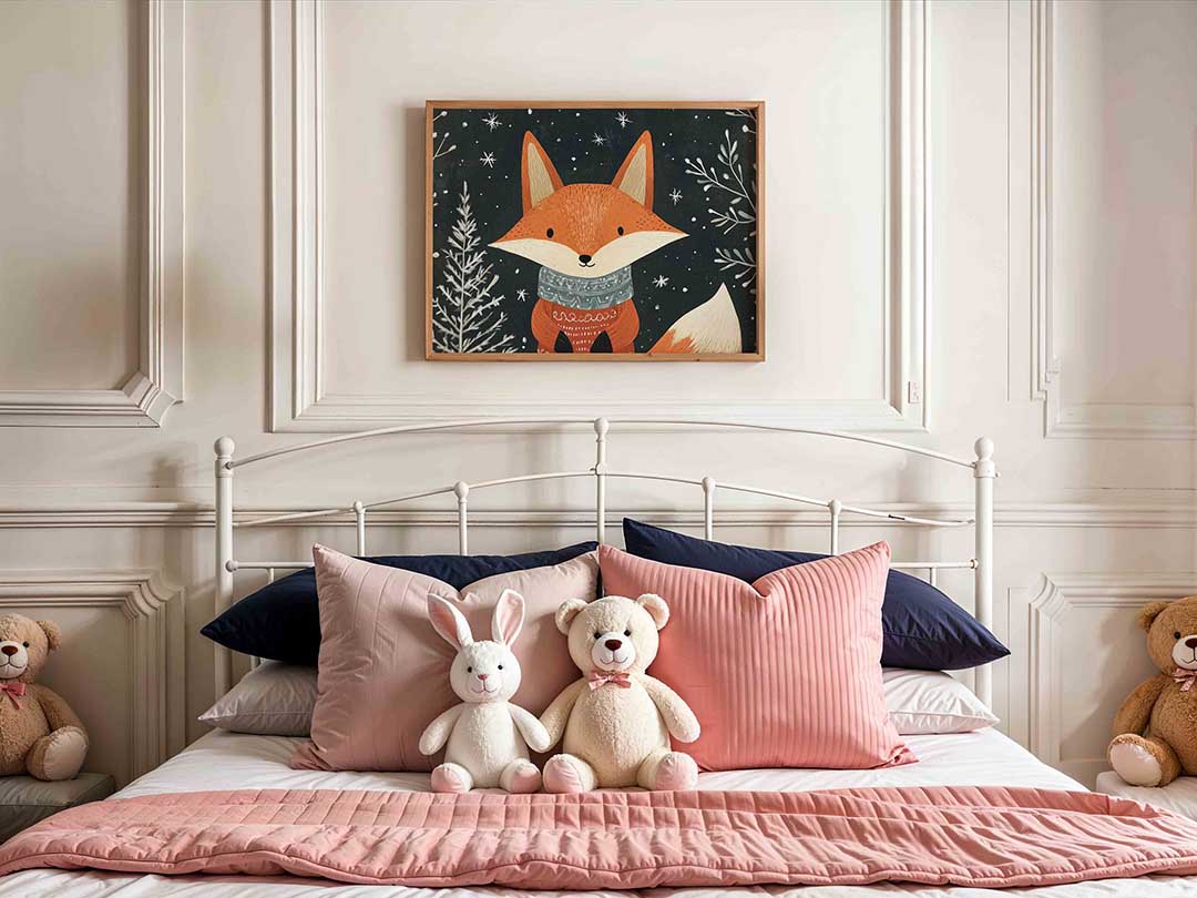 Vos met sjaal – kids poster in liggend formaat