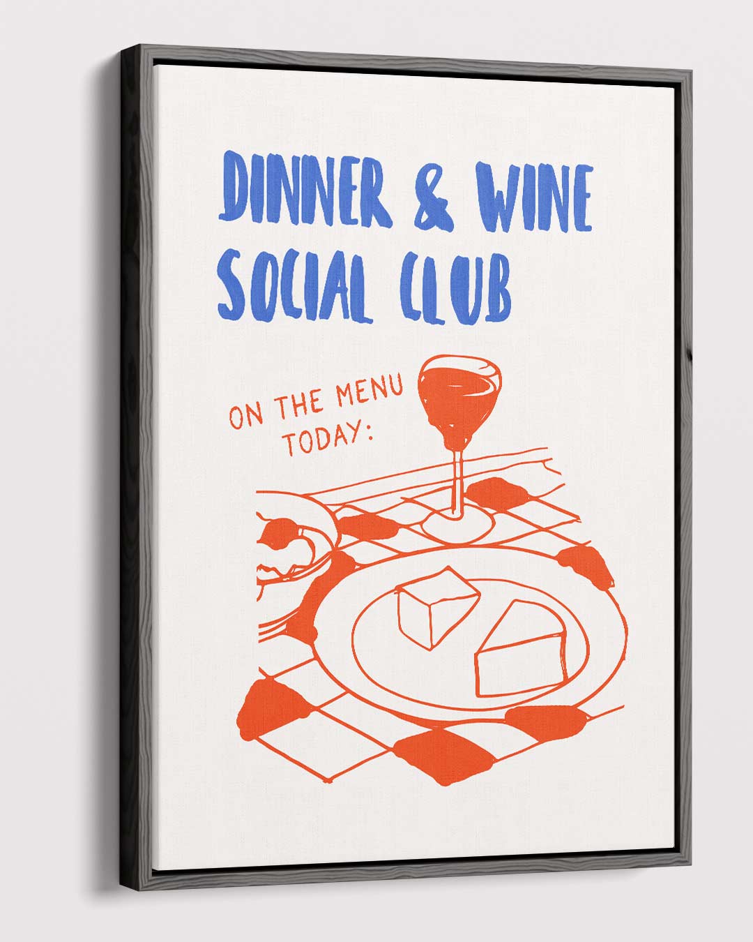 Dinner & Wine Social Club Poster – dibond kunstwerk als wanddecoratie