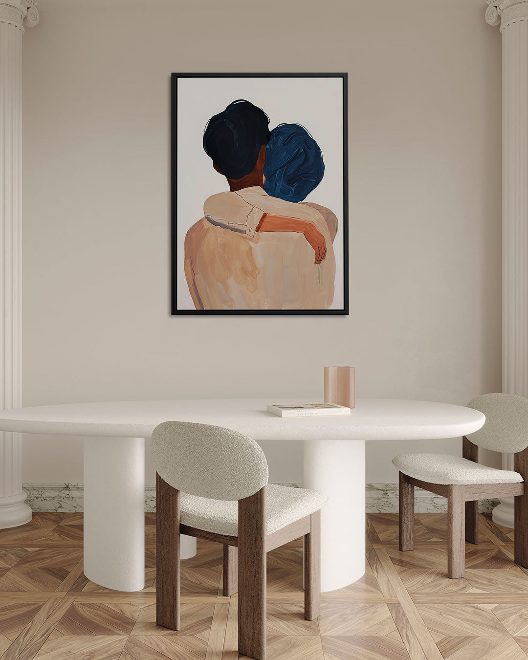 Omarmende figuren – staand wanddecoratie kunstwerk