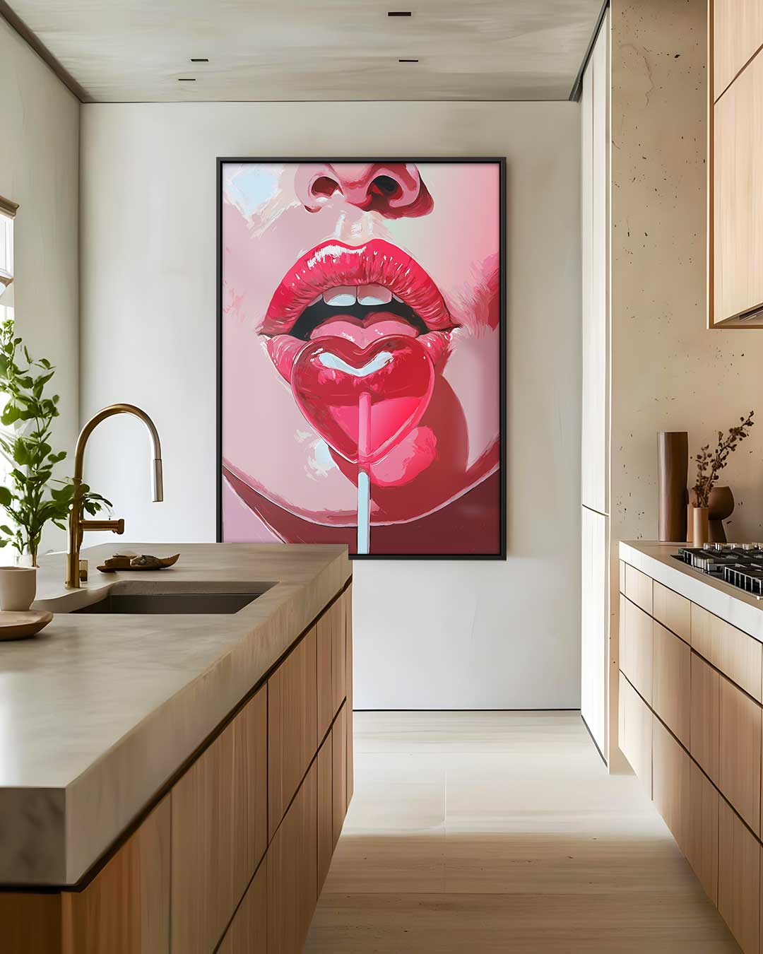 Lollipop Lips – dibond wanddecoratie in staand formaat