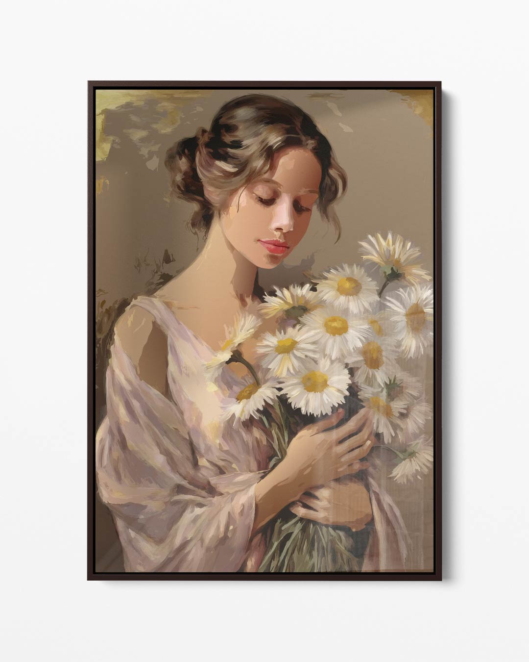 Vrouw met Madeliefjes – portret kunstwerk als wanddecoratie
