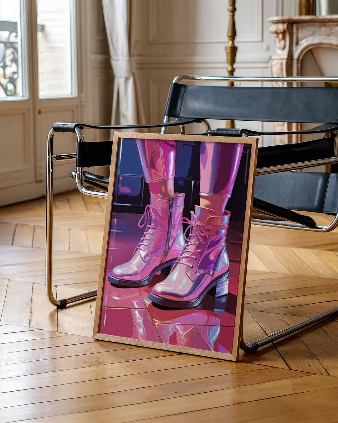 Trendy Roze Enkellaarzen – zomer portret poster, afbeelding 7