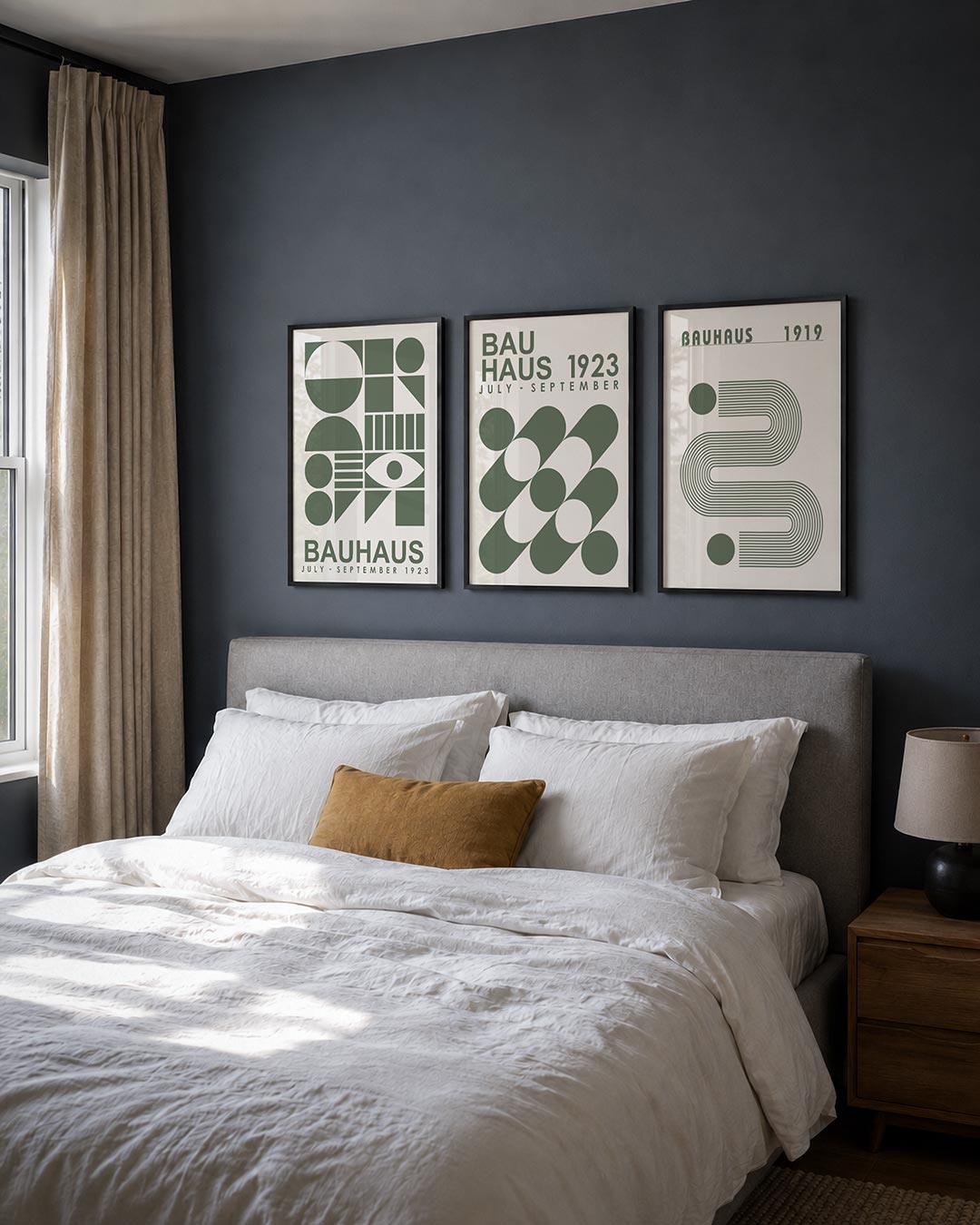 Vormen en vlakken posterset – detailweergave – deze posterset in drie delen toont een speelse mix van cirkels, halve cirkels