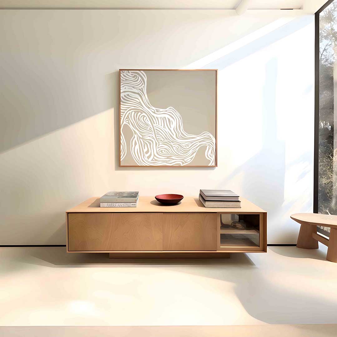 Golvende lijnen – vierkante abstracte wanddecoratie van WallArtistic