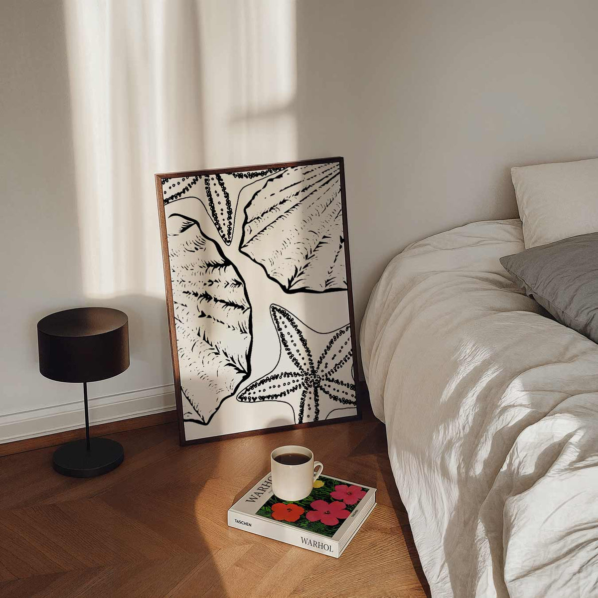 Zwart-wit Zeedieren – staande zeedieren wanddecoratie van WallArtistic
