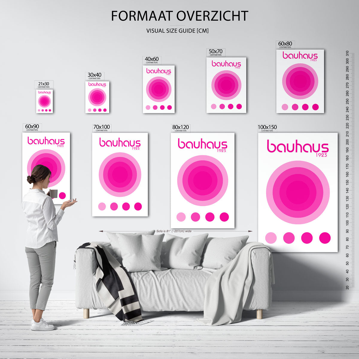 Cirkelvormen en kleur – geometrische poster in Bauhaus-stijl van WallArtistic