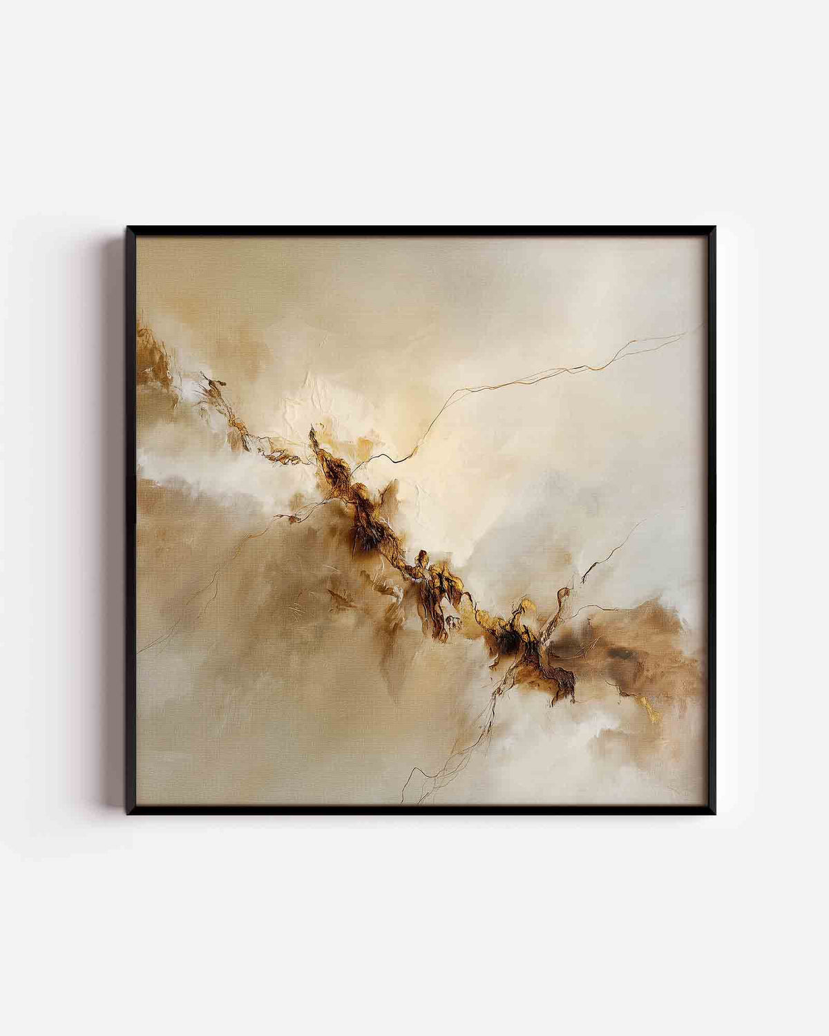 Abstracte beige en bruine – abstracte vierkante poster als wanddecoratie