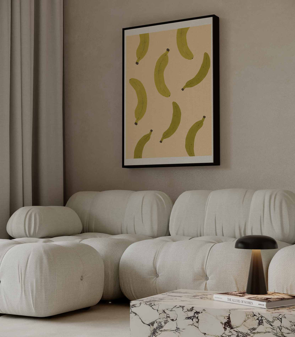 Speelse Bananen Illustratie – plexiglas wanddecoratie in portret formaat