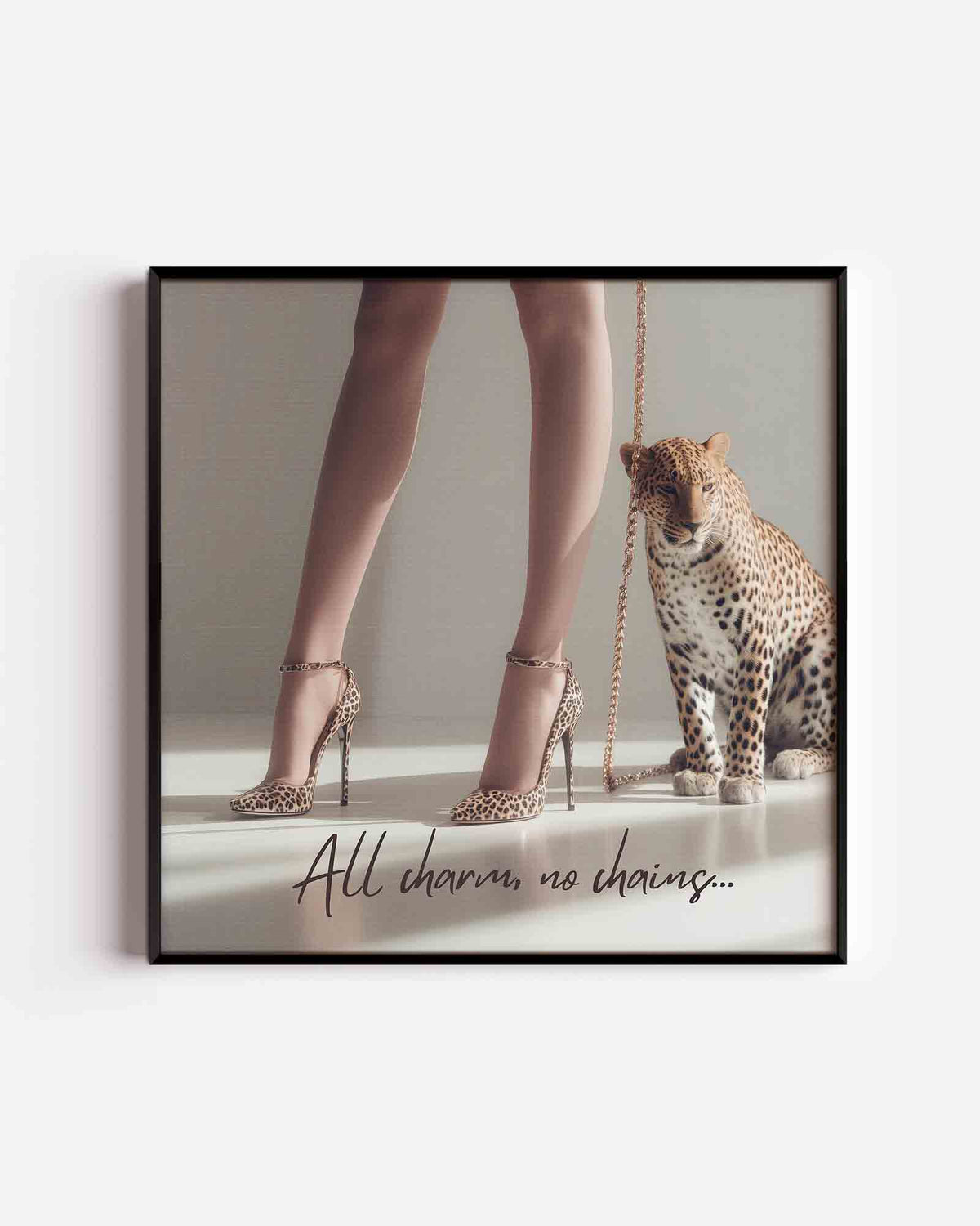 Luipaard en hakken – Pop Art vierkante poster als wanddecoratie