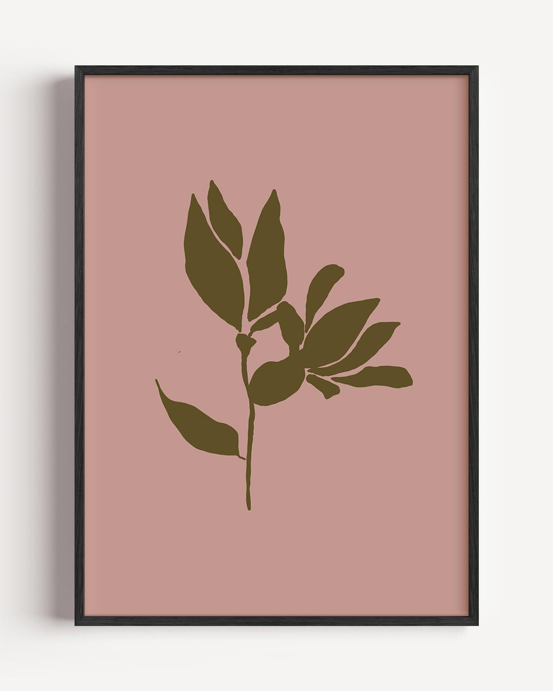 Botanische Bladkunst op Roze – bloemen portret poster als wanddecoratie