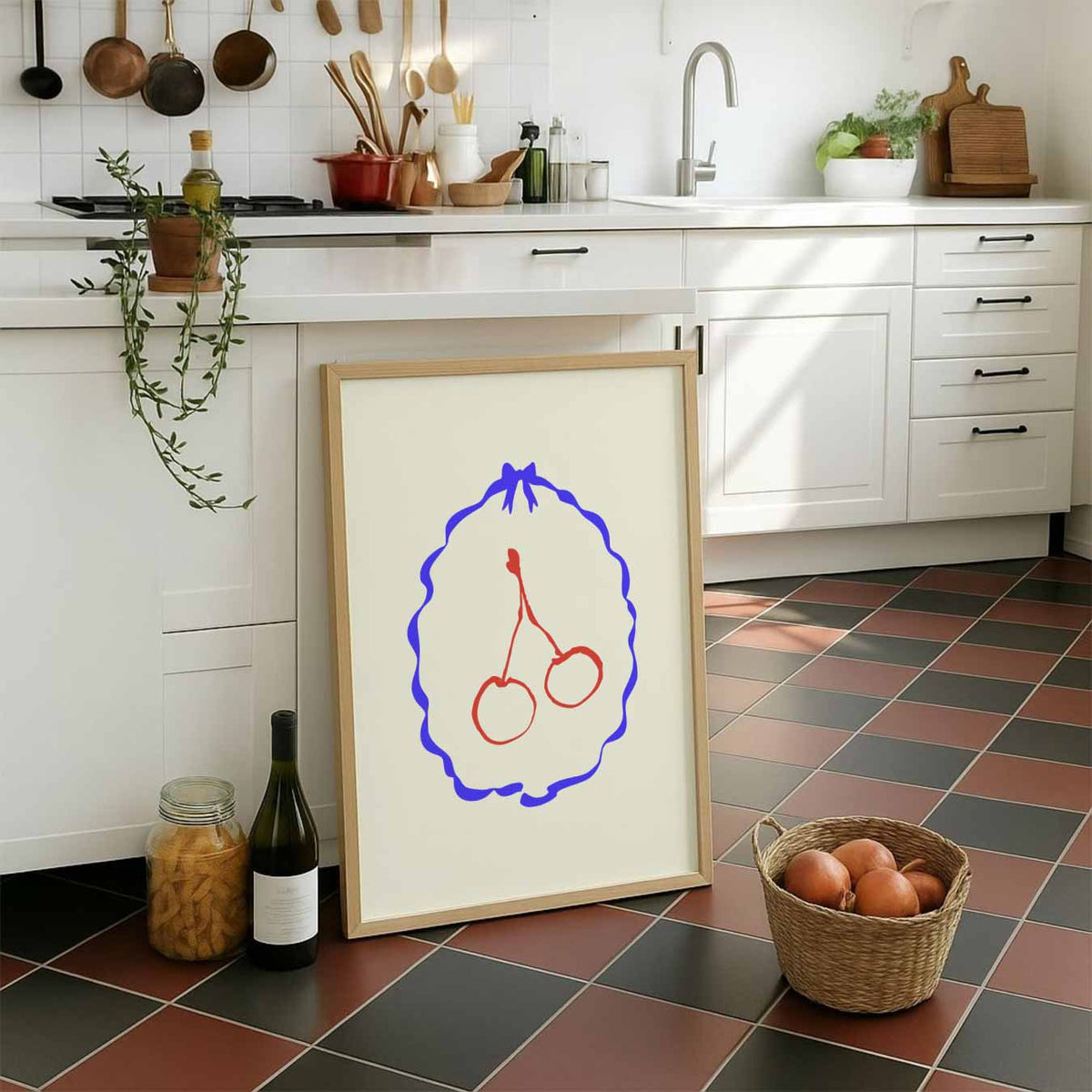 Kersen in Kunst – staande muurposter voor keuken of eethoek