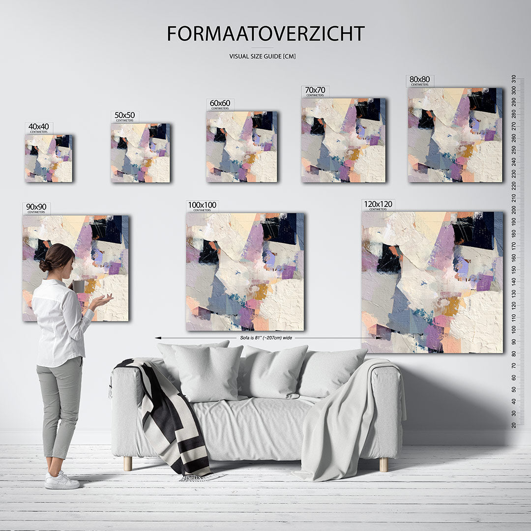 Dynamische kleurencompositie kunstwerk – materiaalweergave – dit kunstwerk toont een levendige mix van vormen en kleuren, met