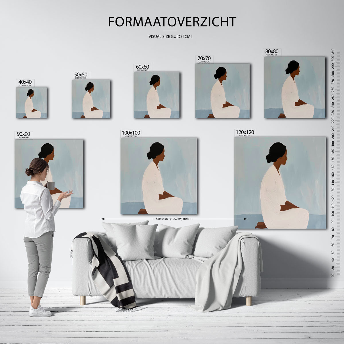 Zittende figuur – vierkante muurposter met kunst en design