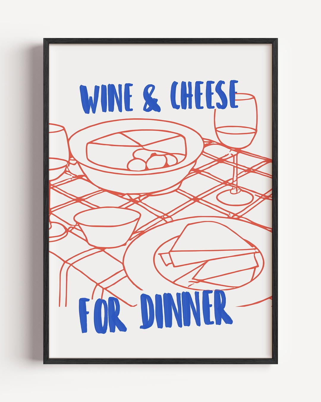 Wijn & Kaas Avond – keuken portret poster als wanddecoratie