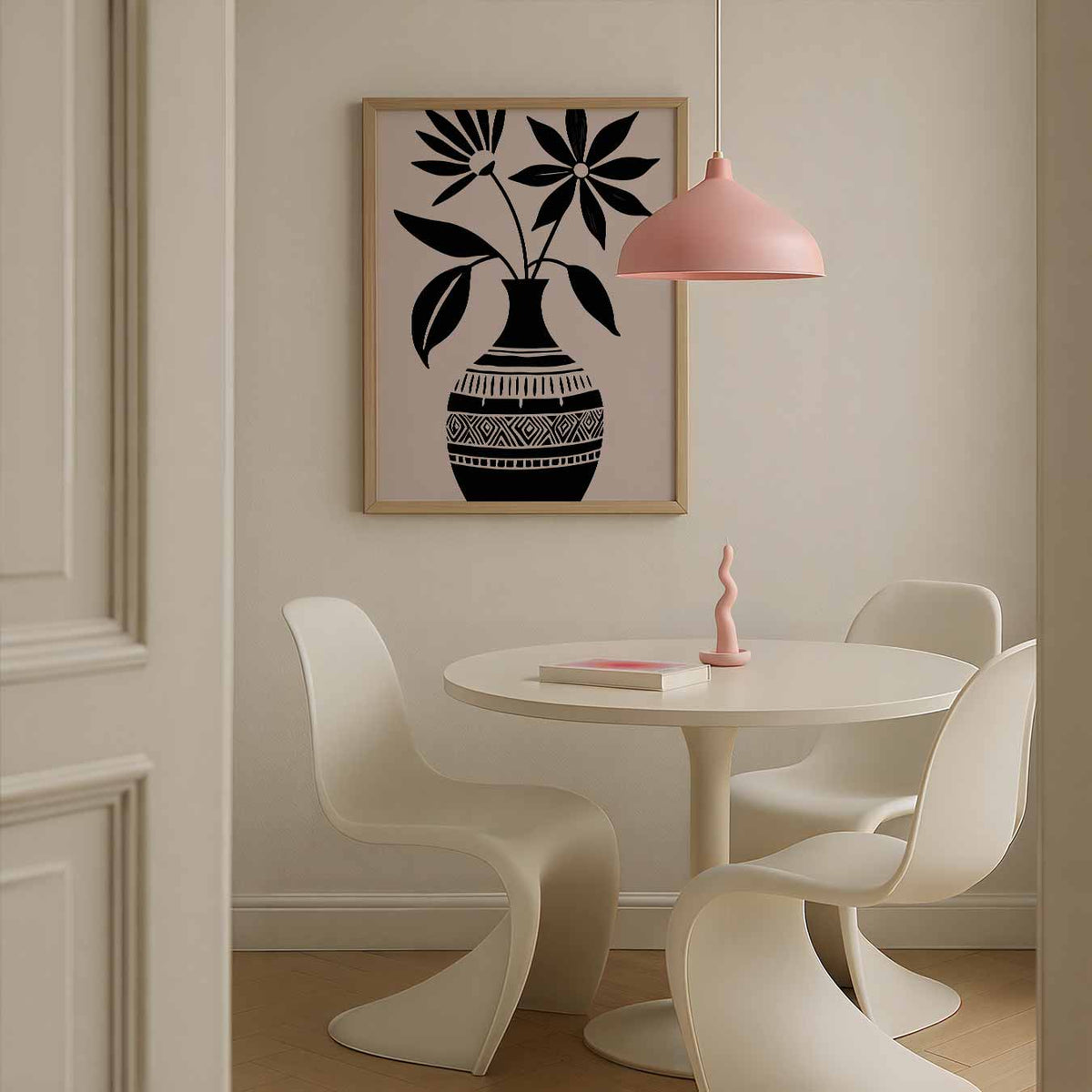 Bloemenvazen Silhouet – bloemen poster in staand formaat