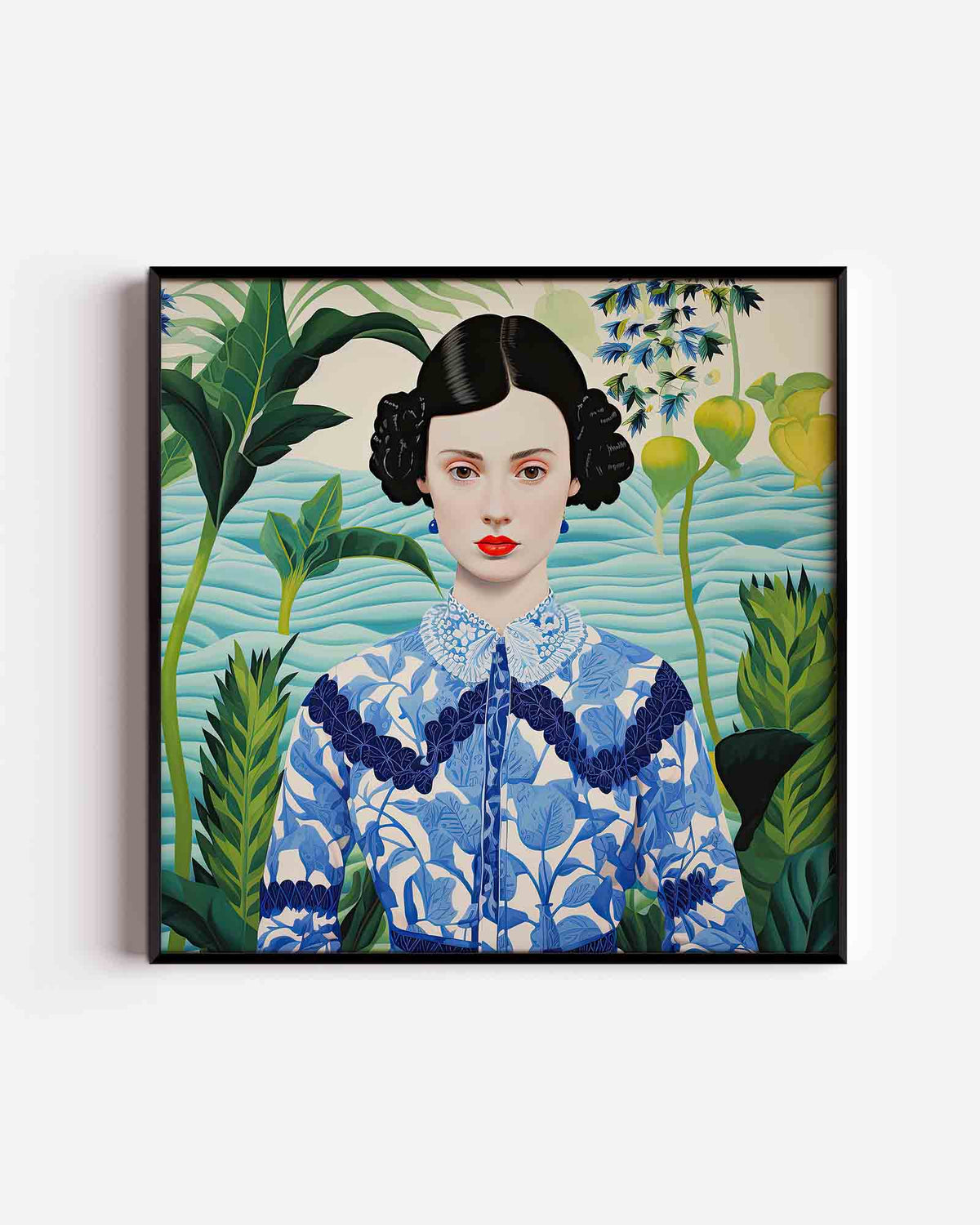 Vrouw met planten – kleurrijke illustratie poster als wanddecoratie