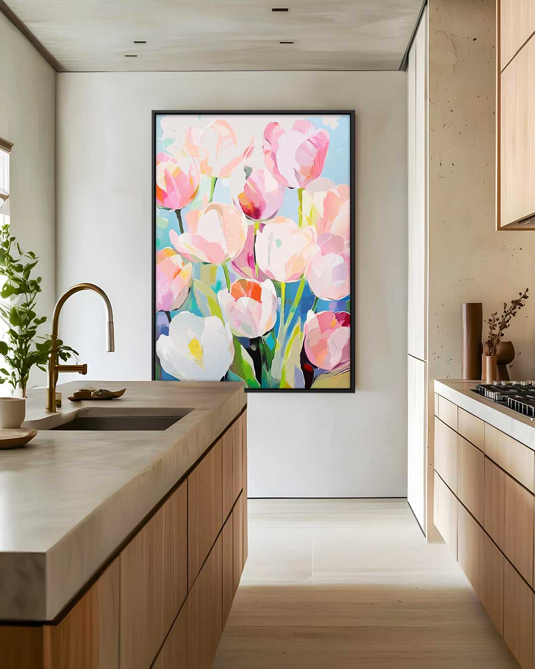 Kleurrijke Lente Tulpen – dibond wanddecoratie in staand formaat