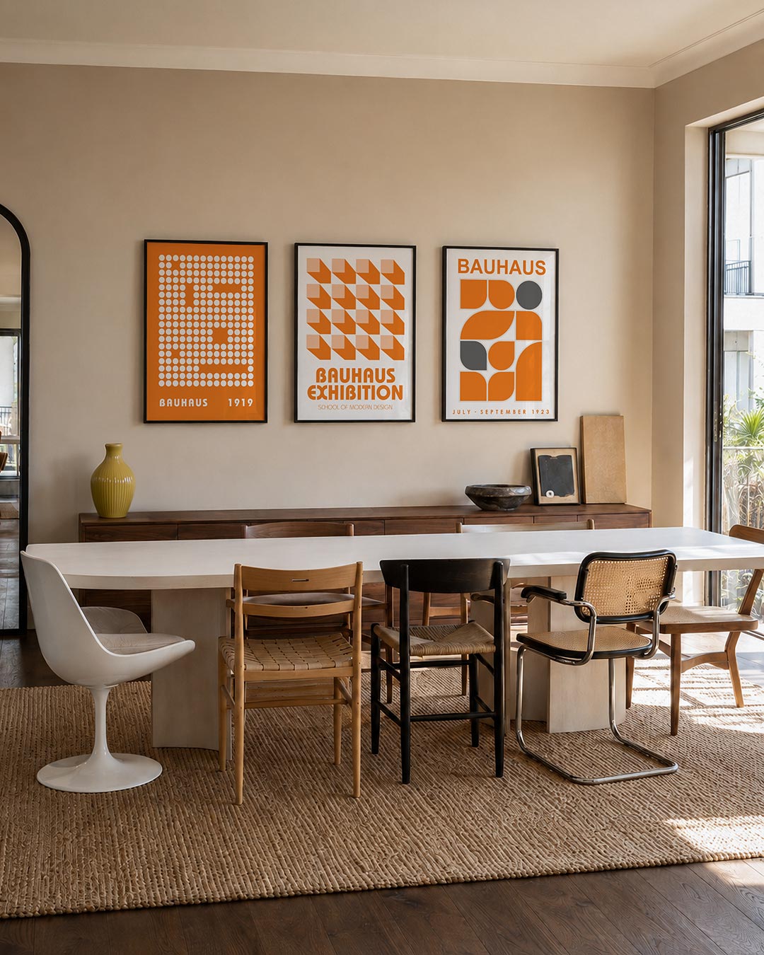 Cirkelpatroon en kleur posterset – tweede productweergave – deze posterset in drie delen toont een speels lijnenspel van