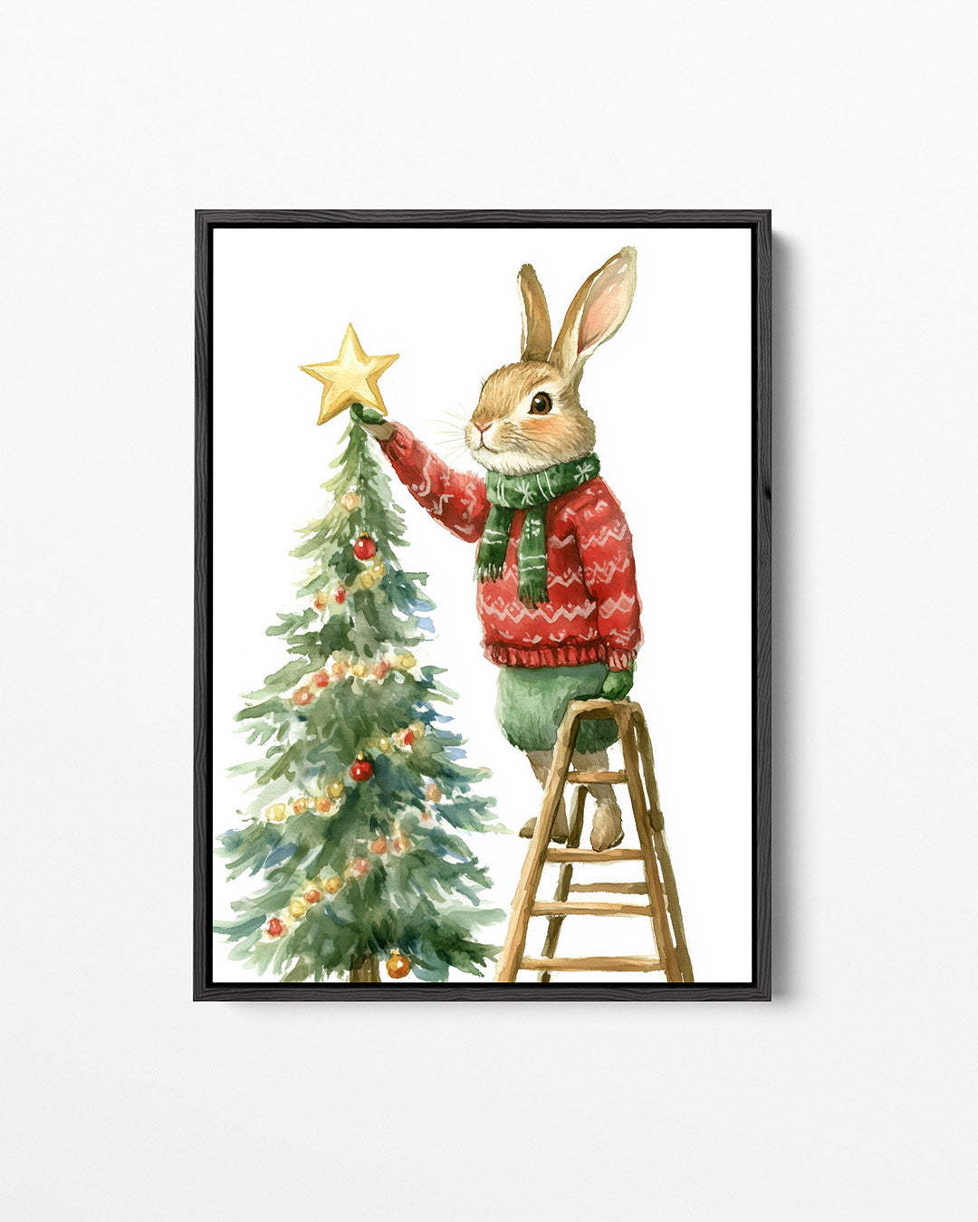 Kerstkonijn en boom – staand wanddecoratie kunstwerk