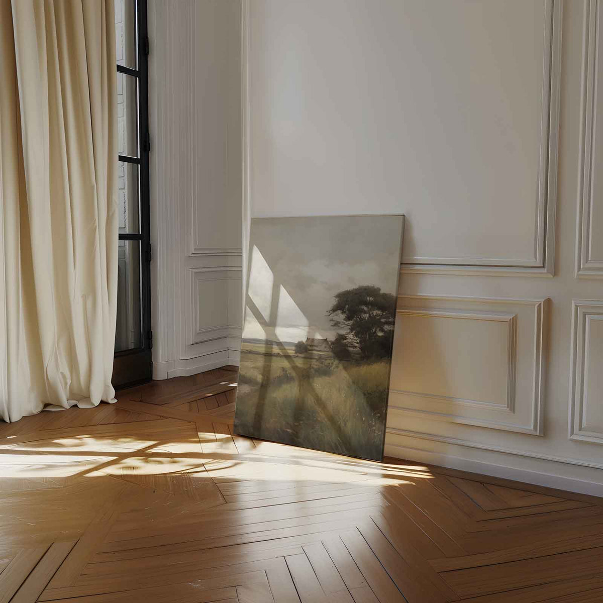 Rustieke Landschapsscène – canvas wanddecoratie in portret formaat