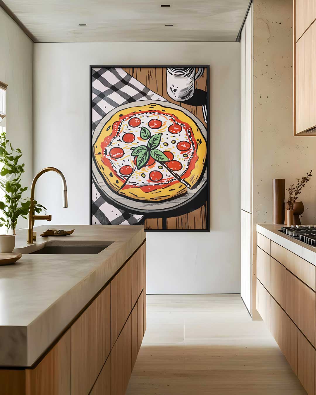 Pizza Liefde op Canvas – staand kunstwerk voor modern interieur