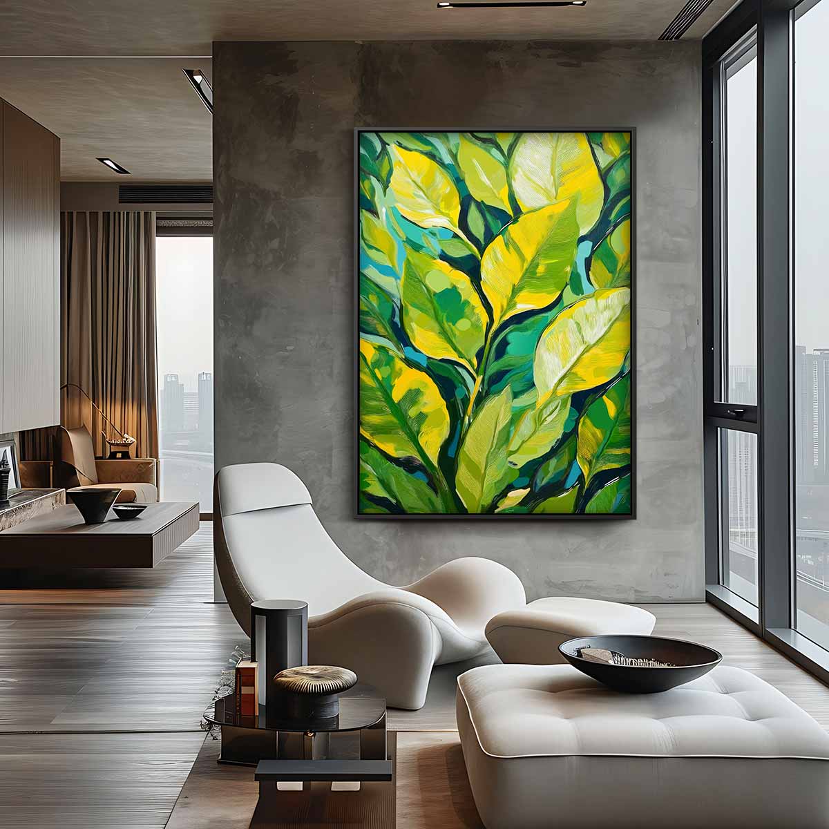 Groene Bladeren Sfeer – canvas kunstwerk als wanddecoratie