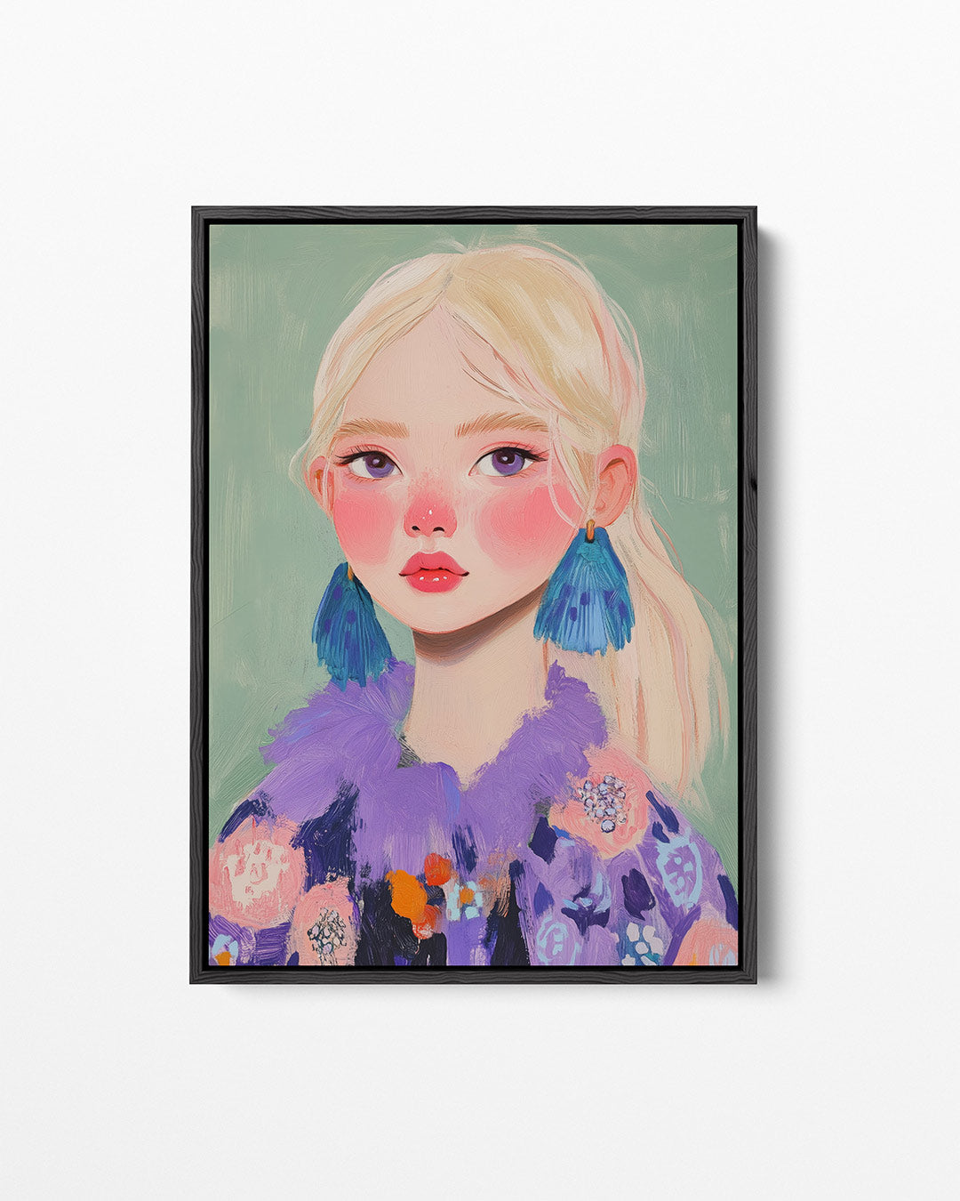 Portret met levendige kleuren – staand wanddecoratie kunstwerk