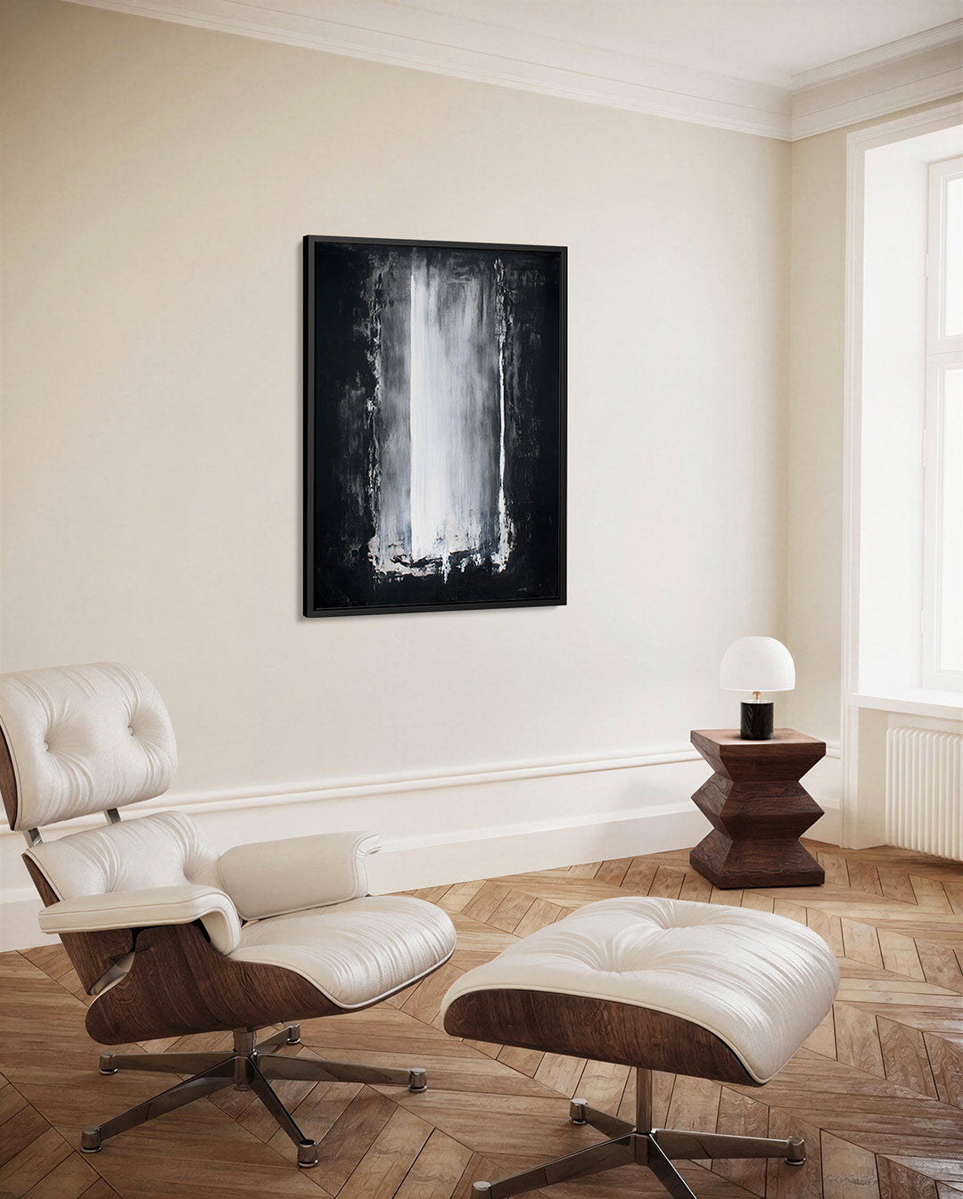 Monochrome vertical harmonie – staand wanddecoratie kunstwerk