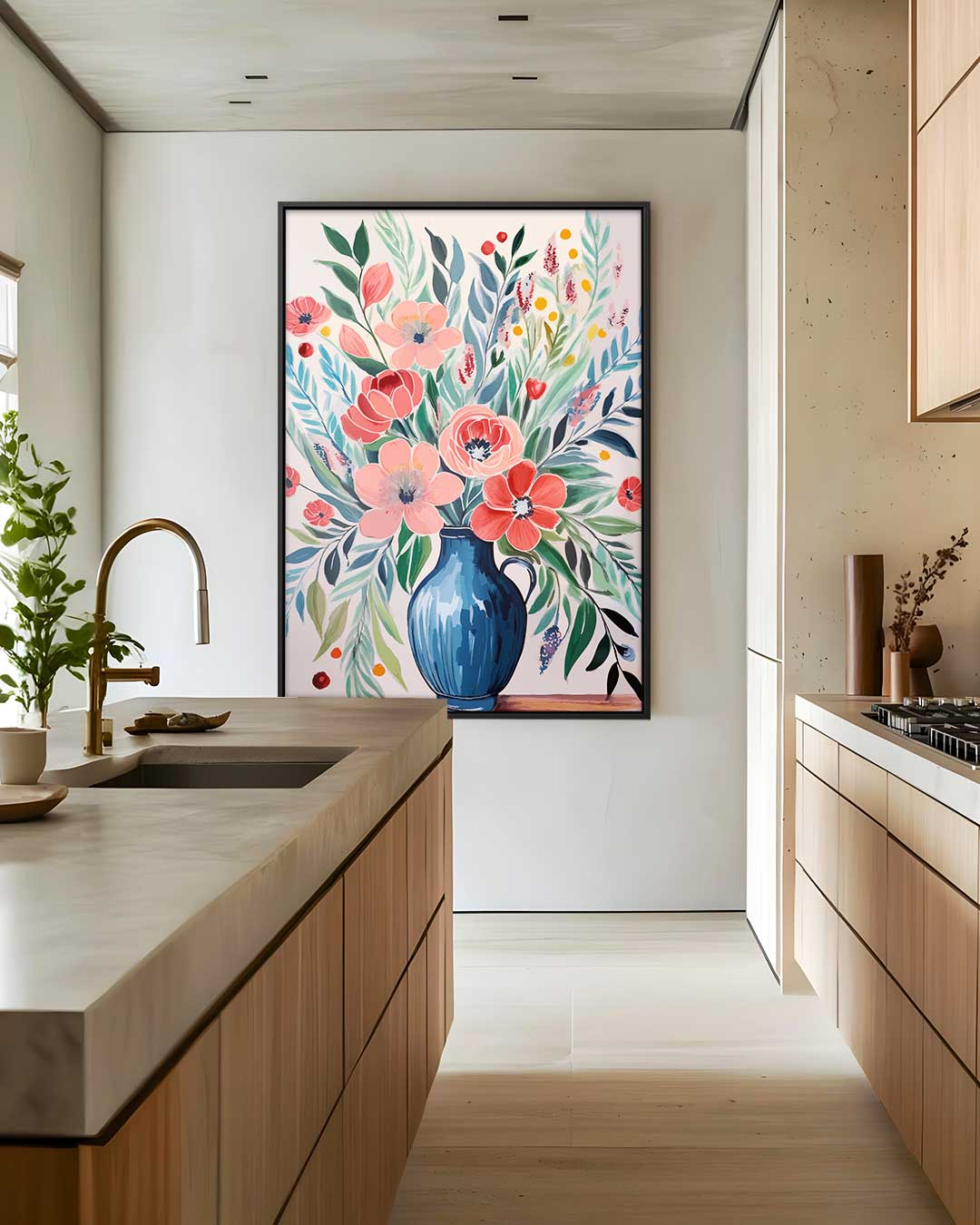 Bloemrijke Vase – plexiglas wanddecoratie in portret formaat