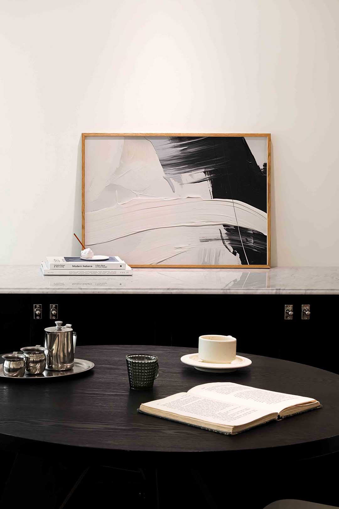 Abstracte penseelstreken – abstracte poster in liggend formaat