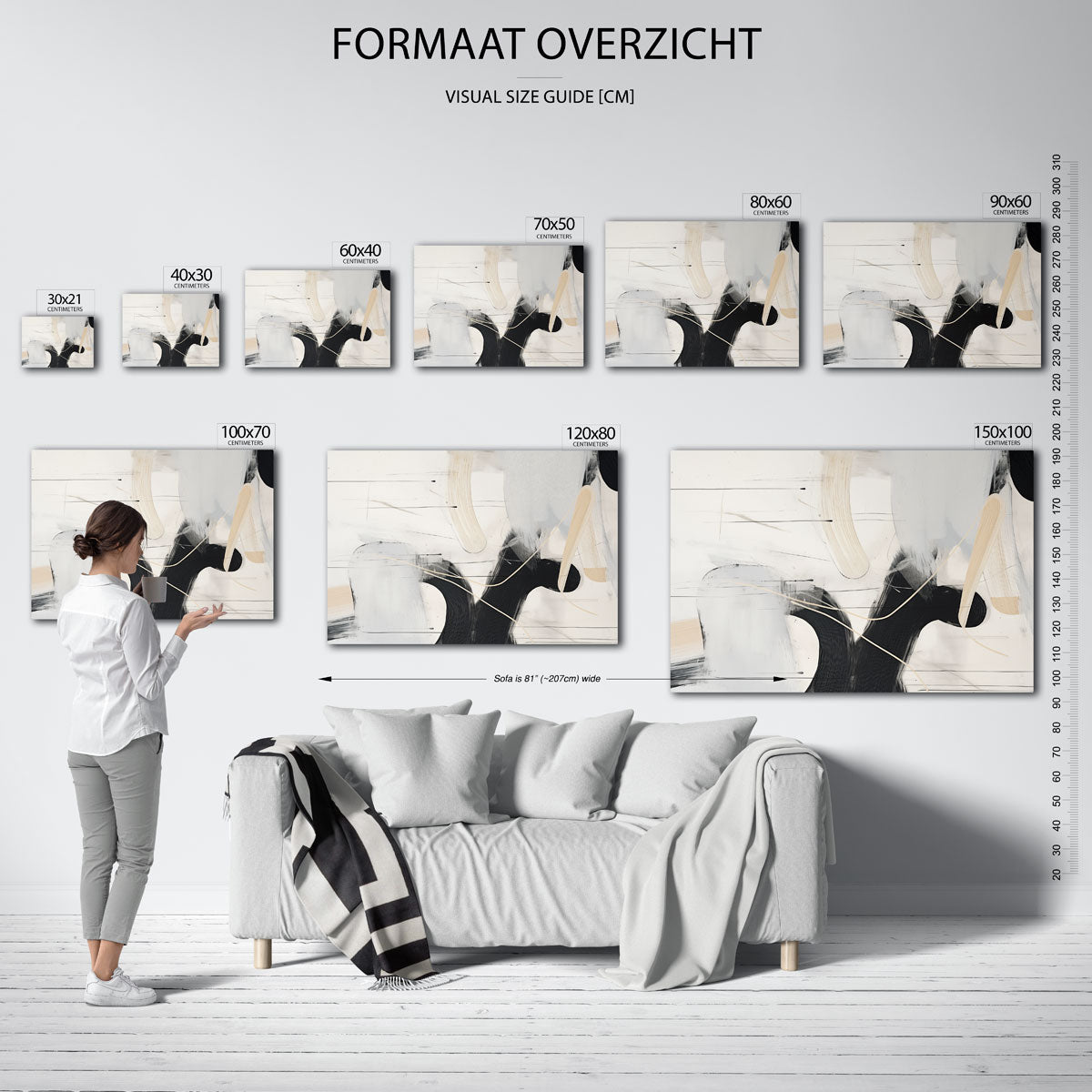 Abstracte vormen – liggende muurposter met abstracte vormen