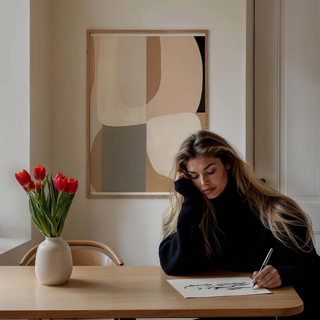 Moderne Abstracte Vormen – staande muurposter met abstracte vormen