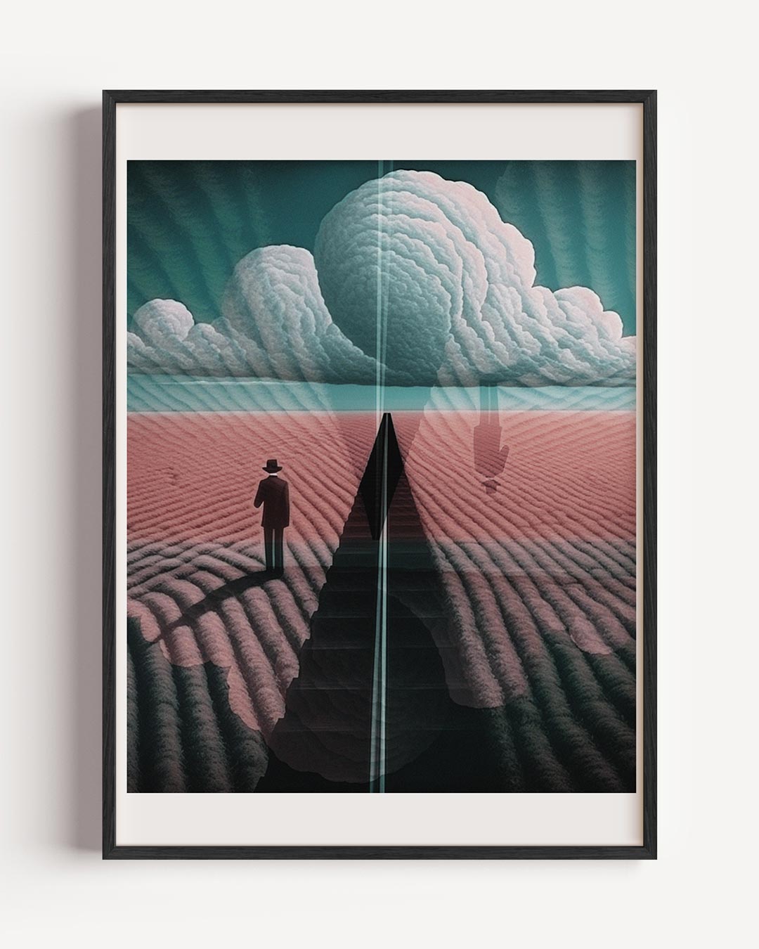 Surrealistische Woestijn – natuur en stad portret poster als wanddecoratie
