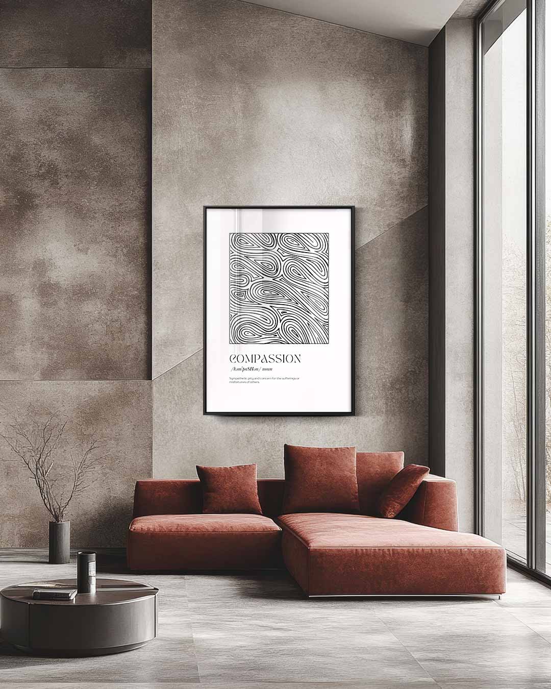 Abstracte Golfpatronen in Zwart en Wit – staande wandkunst voor woonkamer of interieur