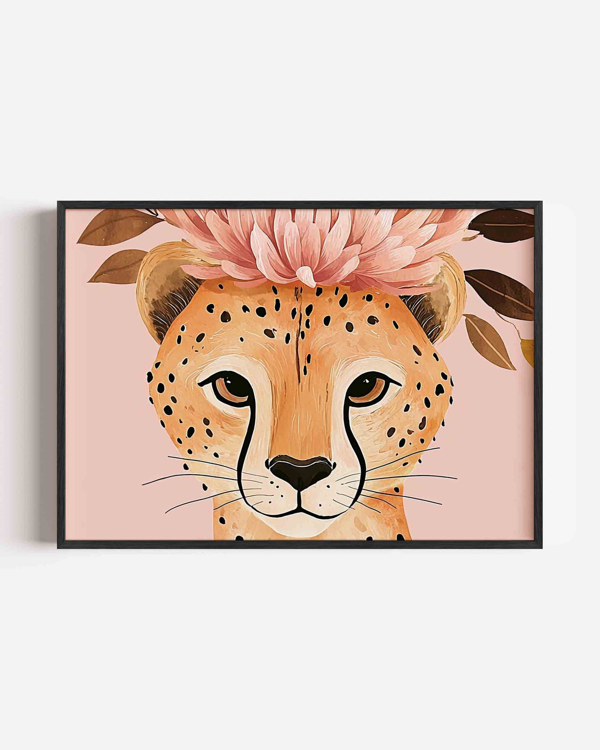 Luipaard met bloemen – dieren landscape poster als wanddecoratie