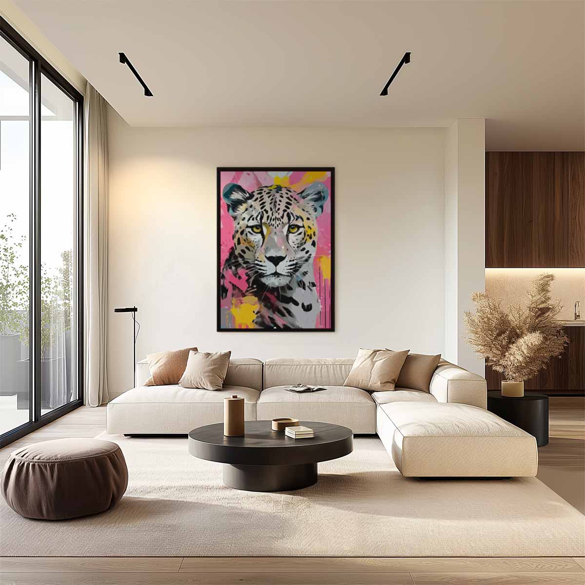 Kleurrijke Luipaardkunst – staand kunstwerk voor modern interieur