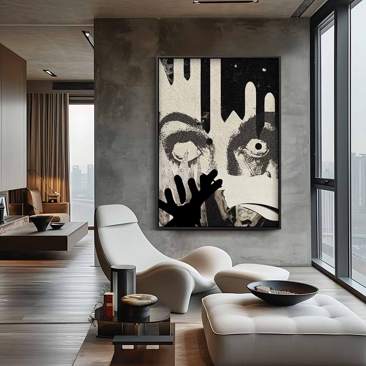 Intrigerende Blik Collage – kunstwerk met zwarte baklijst