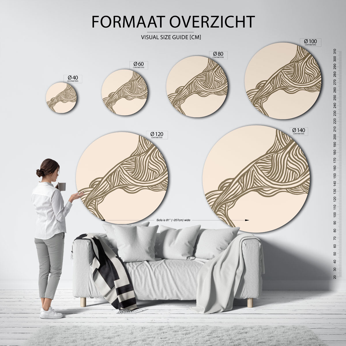 Organische lijnen – abstracte wandkunst als muurcirkel van WallArtistic