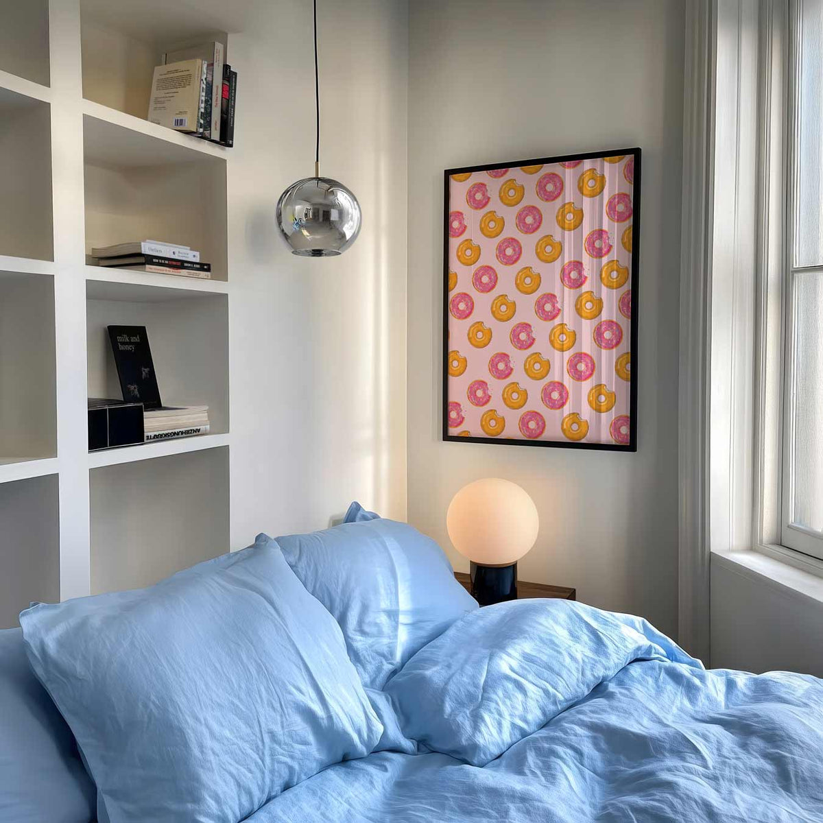 Smakelijke Donut Herhalingsposter – zomer poster als frisse staande wanddecoratie