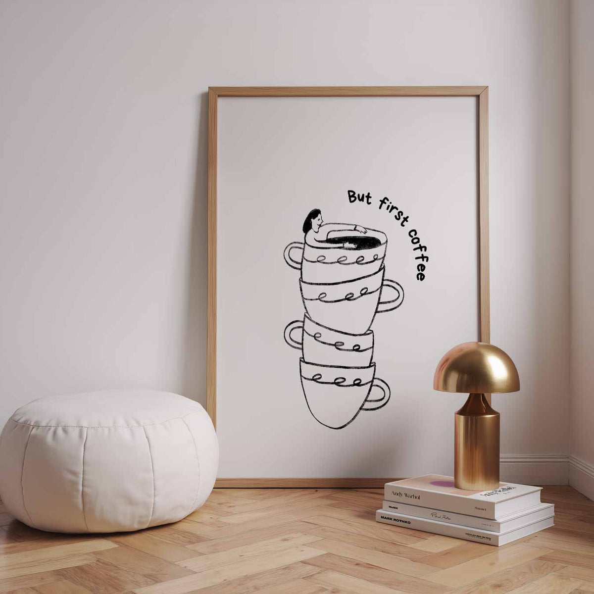 But First Coffee – staande zomer wanddecoratie van WallArtistic