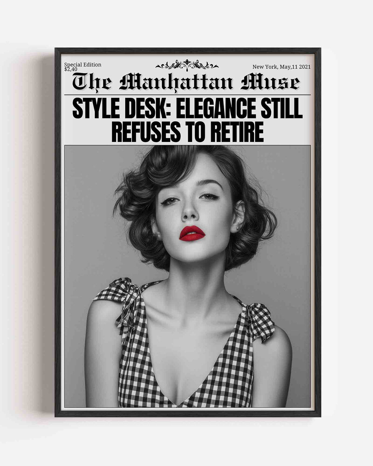 Stijlvolle vrouw met rode lippen – Pop Art portret poster als wanddecoratie