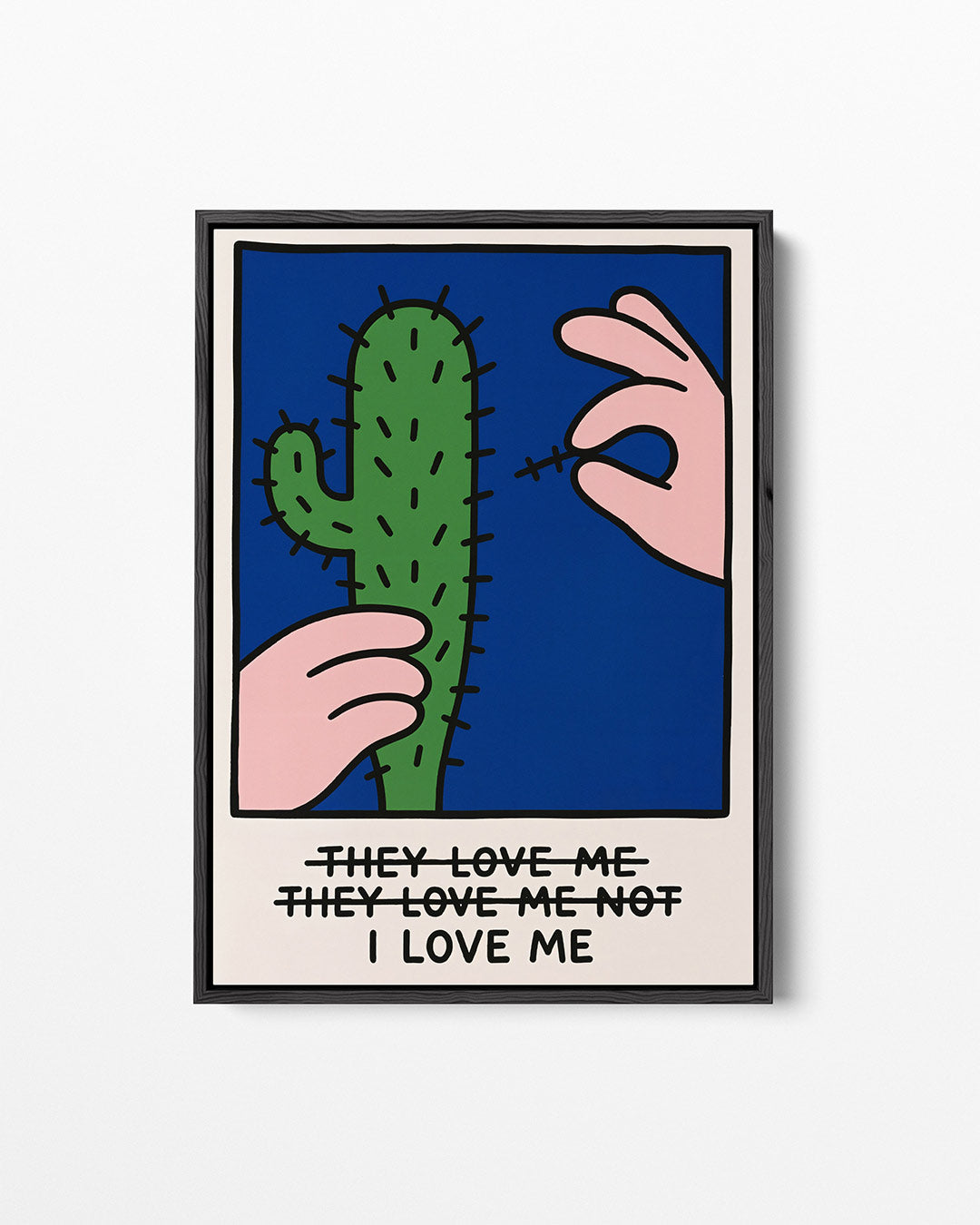 Speelse cactus illustratie – staand wanddecoratie kunstwerk