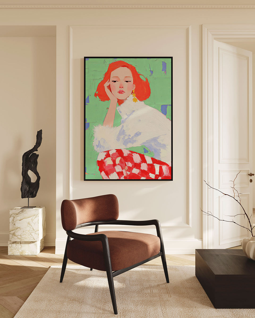Vrouwelijk portret – Wanddecoratie kunstwerk – staande wanddecoratie