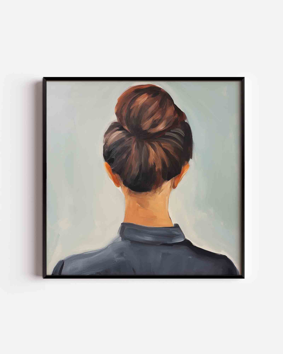 Vrouw met knot – vrouwelijk portret als vierkante poster