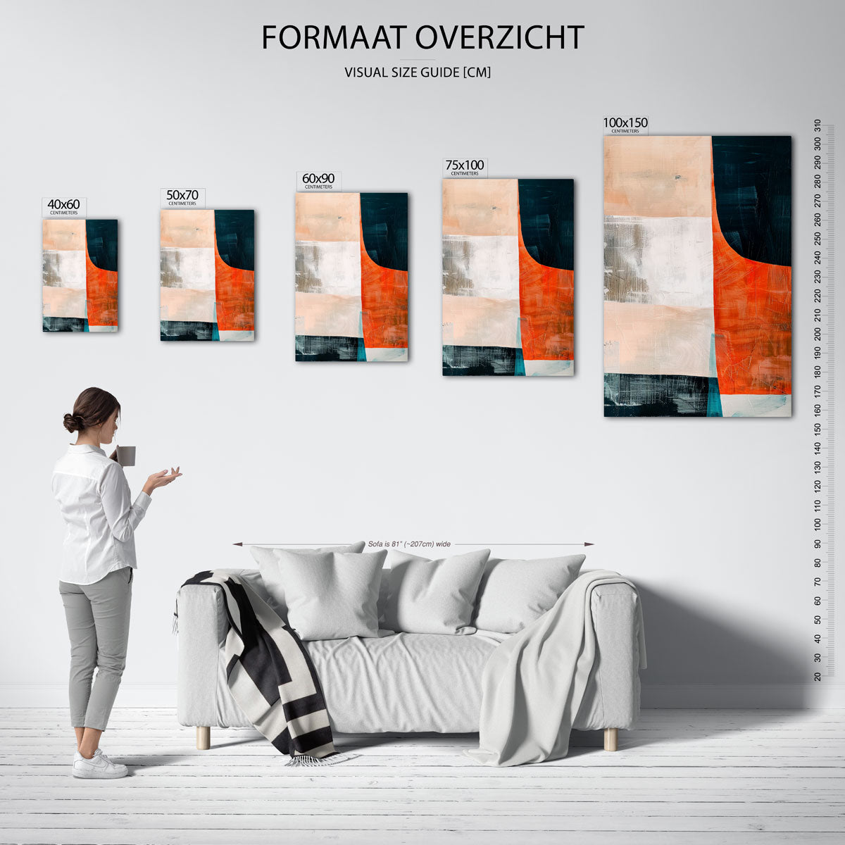 Geometrische kleurencompositie – staande wanddecoratie van WallArtistic
