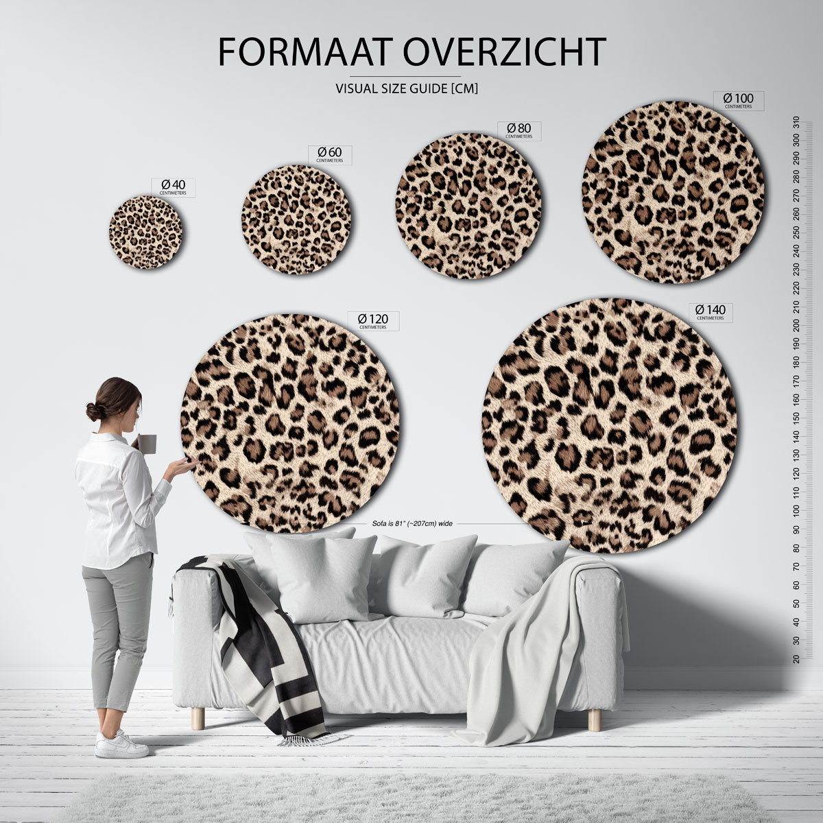 Luipaardpatroon – safari wandkunst als moderne muurcirkel
