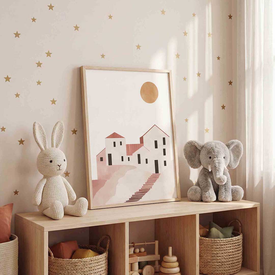 Minimalistische huizen – staande kinderkamer wanddecoratie van WallArtistic