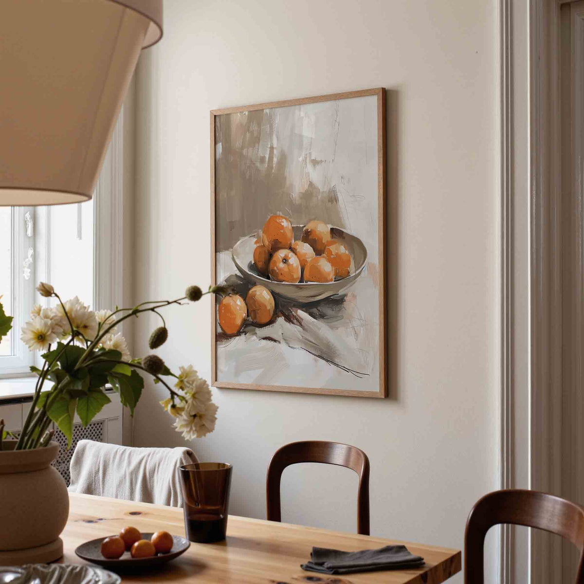 Mandarijnen in schaal – eigentijdse illustratie poster in staand formaat